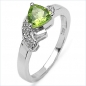 Preview: Edler Diamant-Peridot-Ring-925 St.Silber Rhodiniert-0,75 Karat