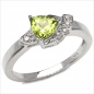 Preview: Edler Diamant-Peridot-Ring-925 St.Silber Rhodiniert-0,75 Karat