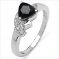 Preview: Edler Diamant-Black Saphir-Ring-925 St.Silber Rhodiniert-0,85 Karat