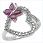 Preview: Herz/Schmetterling-Ring-Silber-Rhodiniert 1 Diamant,4 Rubine