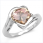 Preview: Großer grüner/weißer Zirkonia-Herz-Ring - 925 Sterling Silber - Rhodiniert 5,61 Karat