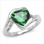 Preview: Großer grüner/weißer Zirkonia-Herz-Ring - 925 Sterling Silber - Rhodiniert 5,61 Karat