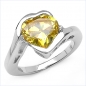 Preview: Großer grüner/weißer Zirkonia-Herz-Ring - 925 Sterling Silber - Rhodiniert 5,61 Karat