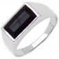 Preview: ONYX-Herren-Ring Siegelring 925 Sterl.Silber Rhodiniert-2,17 Karat