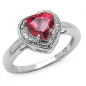 Preview: Strahlender Granat/Zirkonia-Herz-Ring - 925 Sterling Silber - Rhodiniert 2,17 Karat