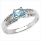 Preview: Strahlender Diamant/BlueTopas-Ring- 925 Sterling Silber-0,71Karat