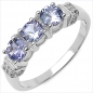 Preview: Edler Diamant/Tansanit Ring-925 Sterling Silber Rhodiniert-0,80 Karat