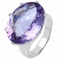 Preview: Facettierter großer Amethyst-Ring-Messing versilbert-Rhodiniert-11,28 Karat