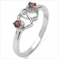 Preview: Verschlungene Herzen Ring 925 Sterling Silber-Rhodiniert 2 Granate