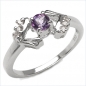 Preview: Diamant/Amethyst-Ring-925 Sterling Silber Rhodiniert 0,31 Karat