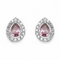 Preview: Ohrringe/Ohrstecker rosa Zirkonia/weiße American Diamonds-Messing/versilbert