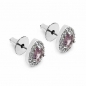 Preview: Ohrringe/Ohrstecker rosa Zirkonia/weiße American Diamonds-Messing/versilbert