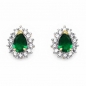 Preview: Ohrringe/Ohrstecker Smaragd/weiße American Diamonds-Messing/vergoldet Gelbgold
