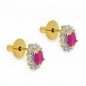 Preview: Ohrringe/Ohrstecker Rubine/weiße American Diamonds-Messing/vergoldet Gelbgold