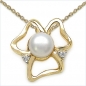 Preview: Collier/Kette Anhänger-Perle/Zirkonia-Silber/Vergoldet-1,31 Karat