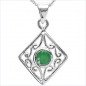 Preview: Collier/Kette mit romantischen Smaragd-Anhänger 925 Silber/Rhodiniert-0,25 Karat