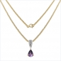 Preview: Collier/Kette mit Diamant/Amethyst-Anhänger 0,77 Karat Silber-vergoldet 10 Karat