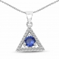 Preview: Collier/Halskette mit elegantem Zirkonia-Dreieck-Anhänger blau/weiß-25 Steine
