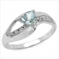 Preview: Stylisher Blautopas-Ring-925 Sterling Silber Rhodiniert-0,50 Karat