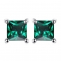 Preview: Ohrringe/Ohrstecker Grüne Zirkonia-Square-Quadrat -925 Silber-Rhodiniert