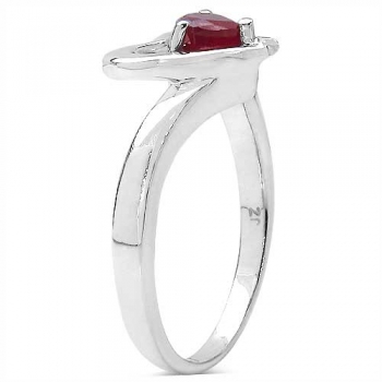 Edler Rubin-Herz-Ring Sterling Silber-Rhodiniert-0,45 Karat