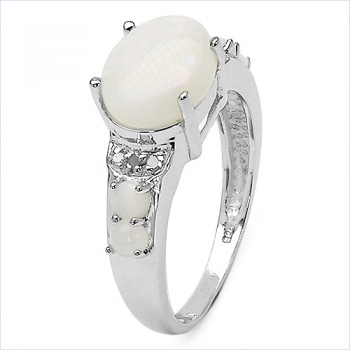 Exotischer Diamant-Opal-Ring-925 Sterling Silber Rhodin.-1,77 Karat