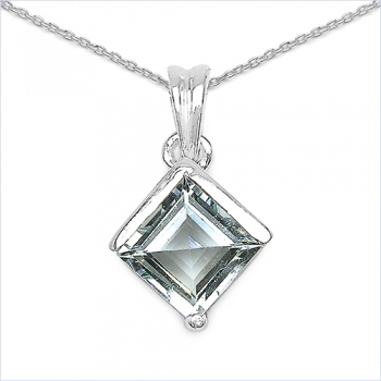 Collier/Kette mit Anhänger-Blautopas 925 Silber/Rhodin.-1,75 Karat