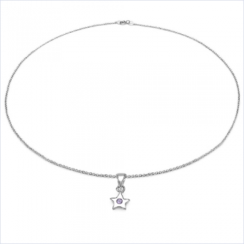 Collier/Kette Anhänger Stern Amethyst 925 Silber Rhodiniert