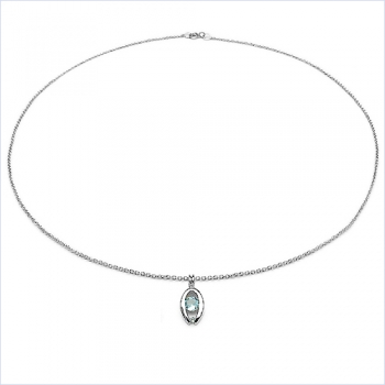Collier/Kette mit Peridot-Anhänger 925 Silber Rhodiniert-0,64 Karat