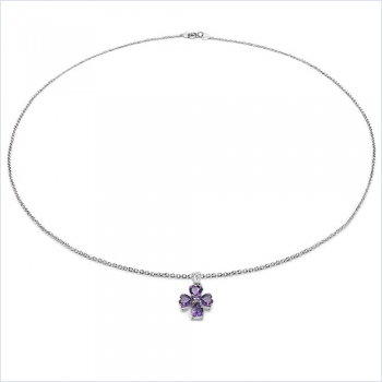 Collier/Kette Blume-Amethyst-Anhänger 925 Silber-Rhodin.-1,07 Karat