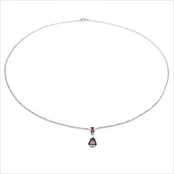 Collier/Kette mit Black Saphir-Anhänger 925 Silber/Rh.0,90 Karat