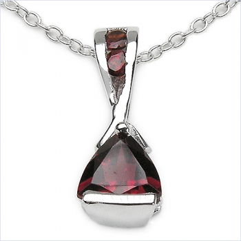 Collier/Kette mit Granat-Anhänger 925 Silber/Rhodin.-0,80 Karat