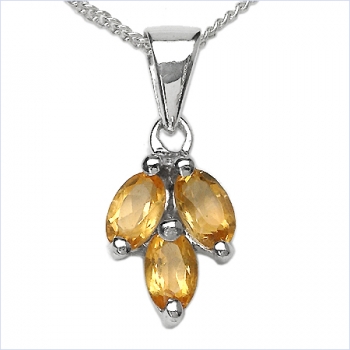 Collier/Halskette m.Citrin-Anhänger 925-Sterling-Silber 0,81 Karat