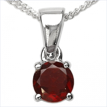 Collier/Kette mit Granat-Anhänger 925 Silber/Rhod.-0,60 Karat