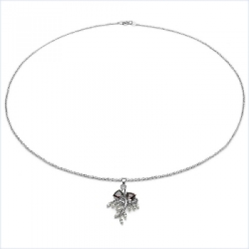 Designer-Kette m.Granat u.Weiß-Topas-Anhänger-Silber-2,80 Karat