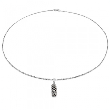 Collier/Kette mit Diamant/Granat-Anhänger 925 Silber Rh.-0,84 Karat