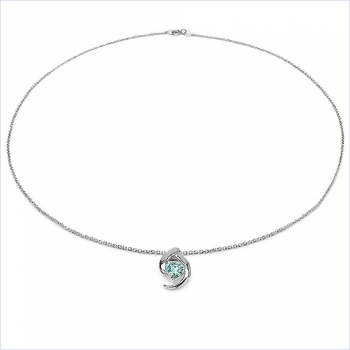 Collier/Halskette mit Blautopas-Anhänger-Silber-Rhodiniert 0,80 Karat