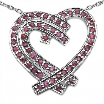 Collier Rubin-Herz-Anhänger-53 Edelsteine-925St.Silber Rhod.