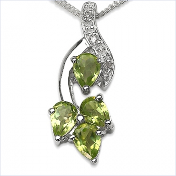 Collier/Kette mit Diamant/Peridot-Anhänger 925 Silber-1,22 Karat