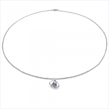 Collier/Kette Anhänger m.Amethyst-925Silber-Rhodiniert