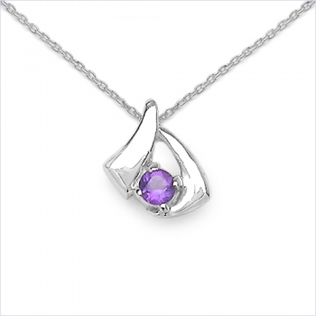 Collier/Kette Anhänger m.Amethyst-925Silber-Rhodiniert