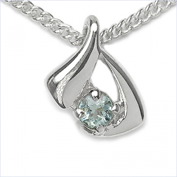 Collier/Kette Anhänger m.Blautopas-925Silber-Rhodiniert