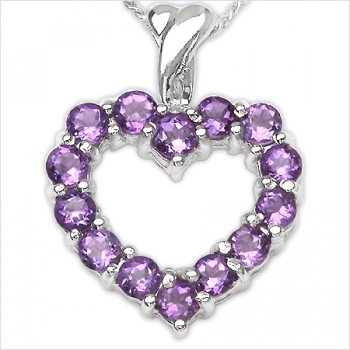 Collier/Kette Anhänger m.14 Amethysten-925 Silber-Rhod.