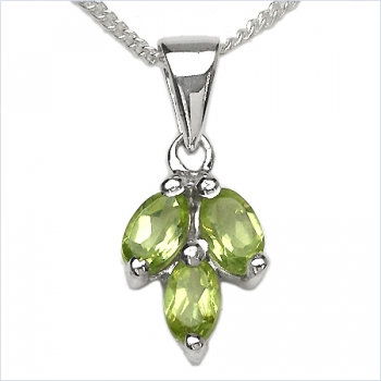 Collier/Halskette m.Peridot-Anhänger 925-Sterling-Silb.-0,81 Karat
