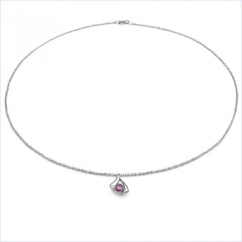 Collier/Kette Anhänger mit Rubin-925 Silber-Rhodiniert