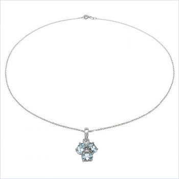 Collier/Kette mit Diamant/Blautopas-Anhänger 925 Silber-1,96 Karat