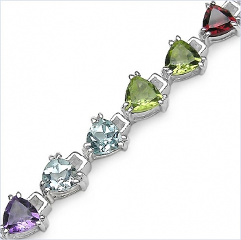Schönes Multi Edelstein Armband in 925 Silber Rhodiniert 10,90 Karat