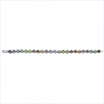 Schönes Multi Edelstein Armband in 925 Silber Rhodiniert 10,90 Karat