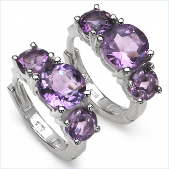 Edle Amethyst Ohrringe/Creolen-925 Sterl.Silb.Rhod.-4,70 Karat