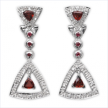 Edle Peridot-Rubin-Zirkonia-Ohrringe 925 Silber-Rhodiniert 1,42 Karat